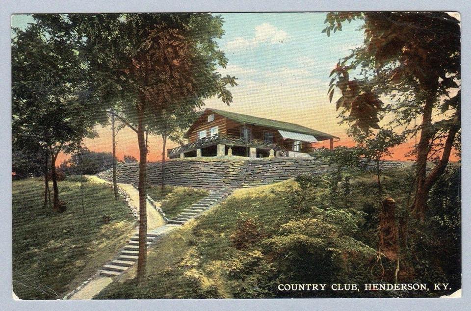 This postcard depicts the Henderson Country Club's first clubhouse, which opened May 30, 1910, and was built after the city's first golf course opened in 1909. It was destroyed by fire Nov. 9, 1923, which apparently was caused by a defective electrical wire.