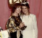 <p>Here, she poses with Brooke Shields as she shows off her award for Best Supporting Actress. </p>