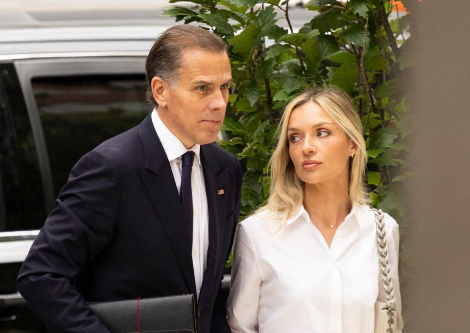 Hunter Biden, son of US President Joe Biden, joined by his wife Melissa Cohen Biden, arrive at the J Caleb Boggs Federal Building in Wilmington, Delaware, on June 11. (AFP via Getty Images)