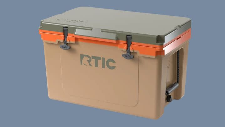 An ice-retentive cooler for perishable goods