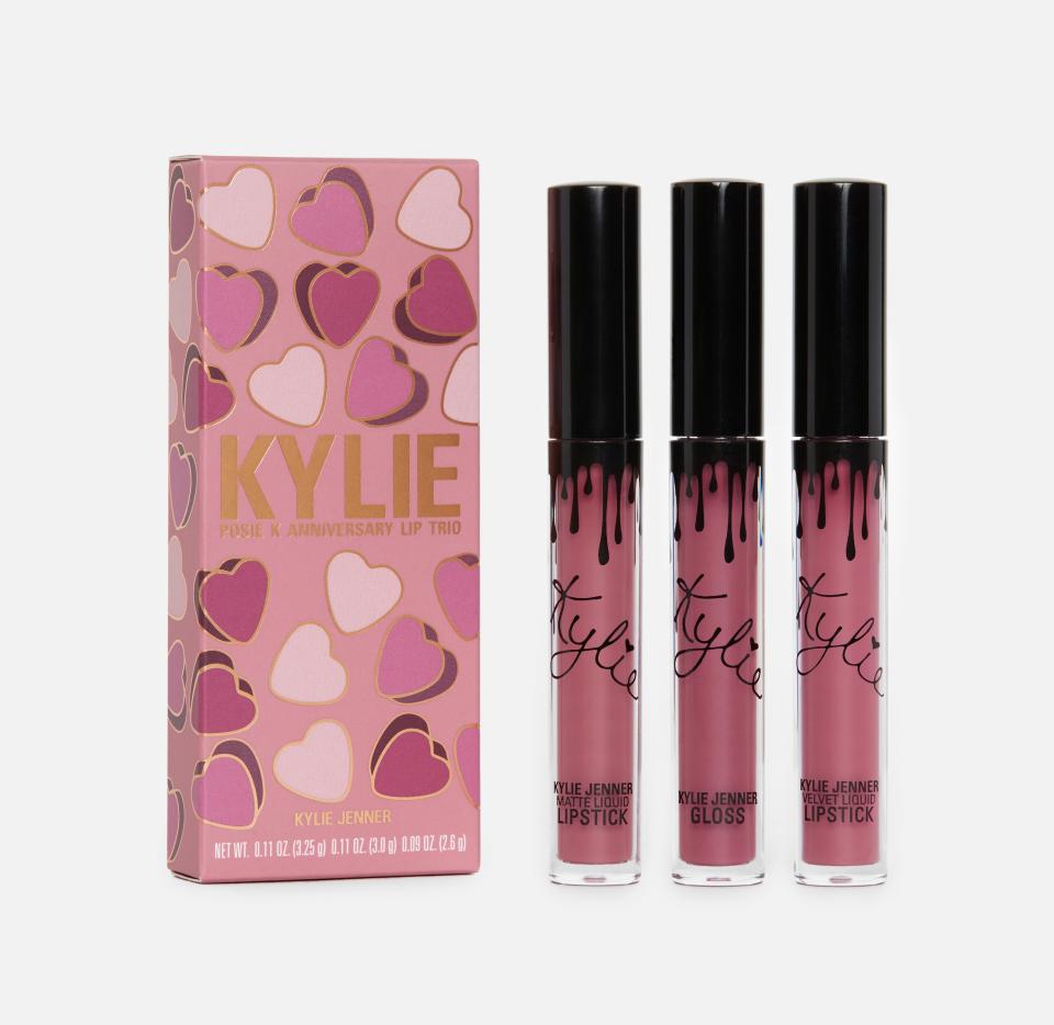 Kylie Cosmetics is launching a set based on it's beloved Best of Beauty Award-winning shade in three finishes with the Posie K Anniversary Lip Trio.