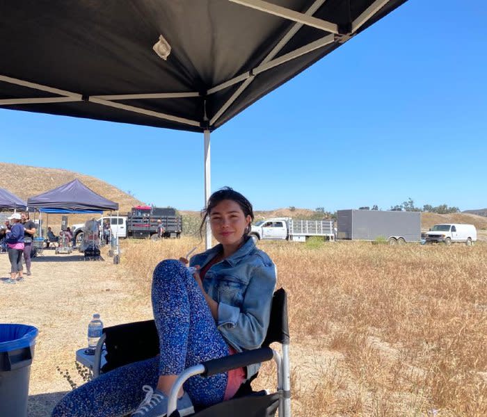 Katya en el set de rodaje de Promised Land