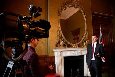 Britain's Foreign Secretary Jeremy Hunt speaks with Reuters at the Foreign Office in London, Britain May 7, 2019. REUTERS/Toby Melville