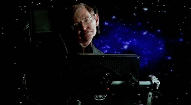 Scientist Stephen Hawking of 'Into The Universe With Stephen Hawking' speaks via satellite during the Science Channel portion of the 2010 Television Critics Association Press Tour at the Langham Hotel on January 14, 2010 in Pasadena, California. Photo: Getty