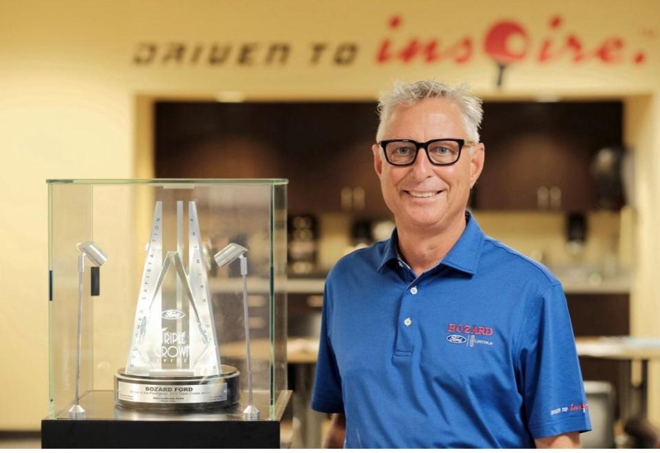 Jeff King, vice president and general manager at Bozard Ford Lincoln in St. Augustine, Florida, pictured here at his dealership in July 2019, said business is steady. He's taking measures to keep customers and workers safe.