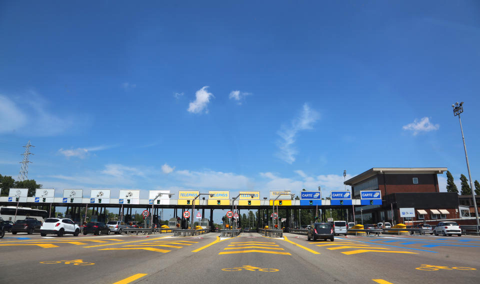 Venezia, VE, Italy - July 8, 2018: gates where to pay called Casello of an Italian highway