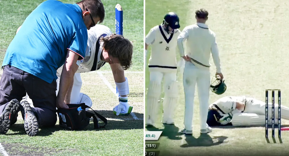 Will Pucovski suffered an awful blow during the Sheffield Shield clash between Victoria and Tasmania in March. Image: Getty/Cricket.com.au
