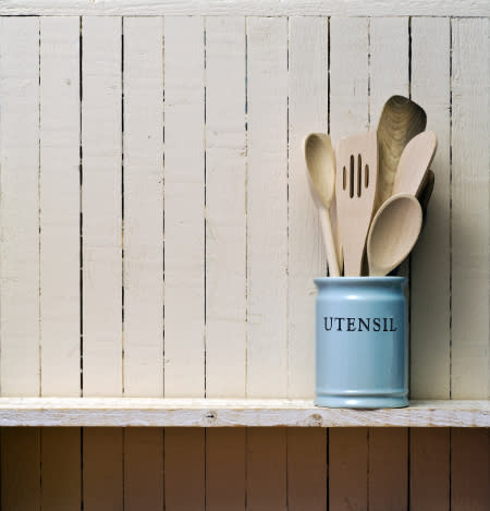 Whitewashed wooden paneling