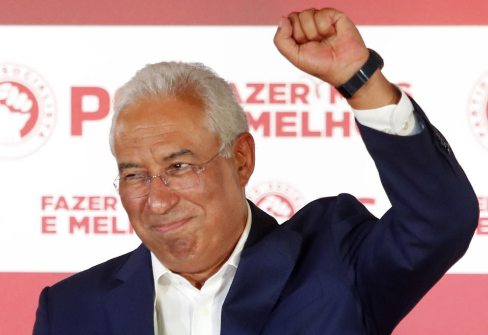 António Costa celebra su victoria. (AP Photo/Armando Franca)