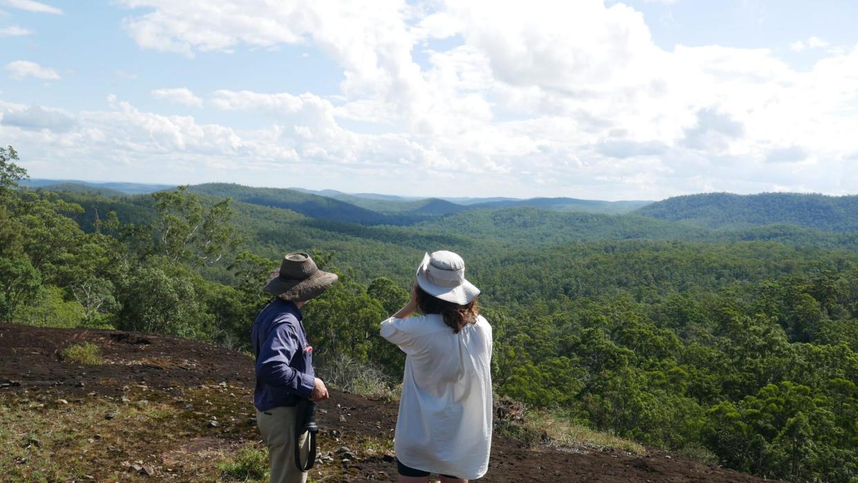 <span>Conservationists at the site of the proposed Wooroora Station wind farm in far north Queensland that was blocked by the federal environment minister, Tanya Plibersek.</span><span>Photograph: Lucy Graham</span>