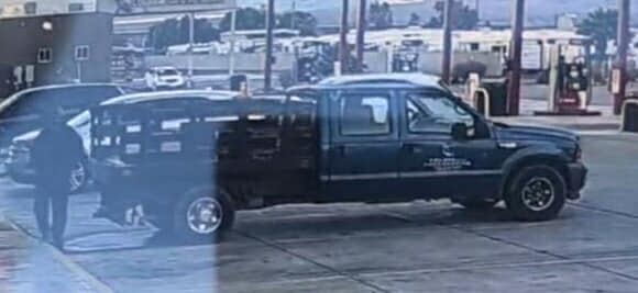 Arizona authorities are looking for a truck used to steal an ATM in Littlefield, Arizona. The truck was stolen in Mesquite, Nevada, before the burglary occurred. (Mohave County Sheriff’s Office)