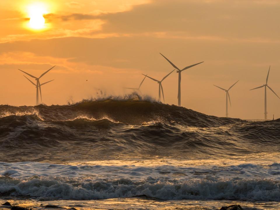 Wind turbines off the northeast coast of England (Getty/iStock)