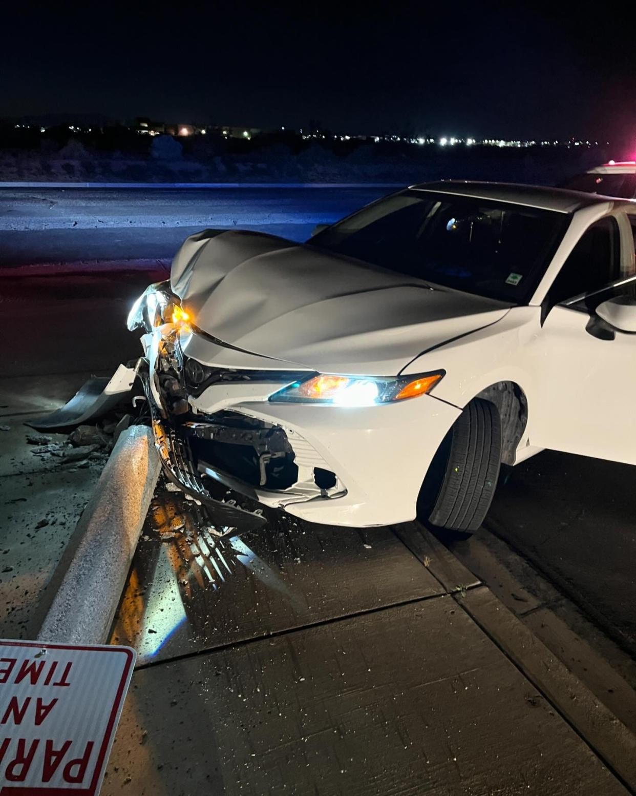 A police pursuit ended with a crash at Amargosa Road and Kimberly Drive in Victorville on Sunday, May 12, 2024.