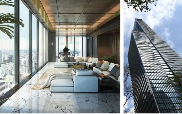 The three-floor luxury residence, which sits at the top of the Guoco Tower, Singapore's tallest building, has a rooftop garden, private pool, jacuzzi and 600-bottle wine cellar