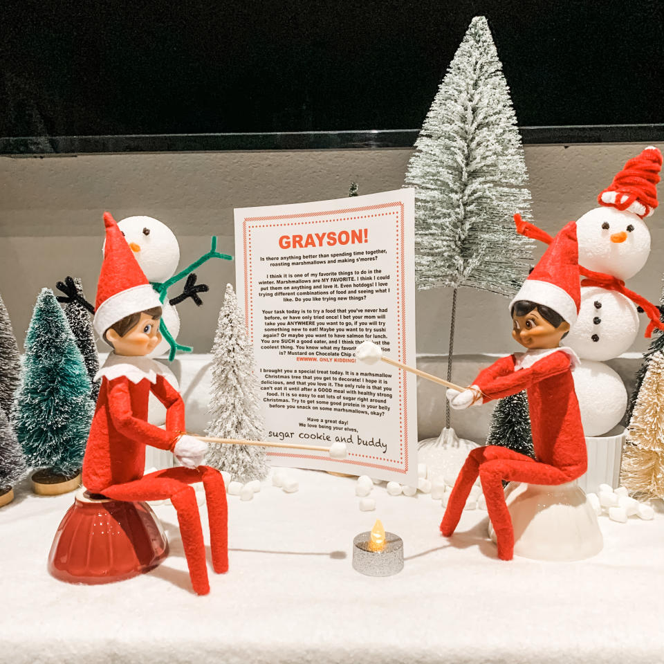 Lauren Eggert says she began designing Elf on the Shelf displays for her 5-year-old son, Grayson, during the pandemic, as a shame-free way to bring some holiday cheer to a difficult season. (Photo: Lauren Eggert)