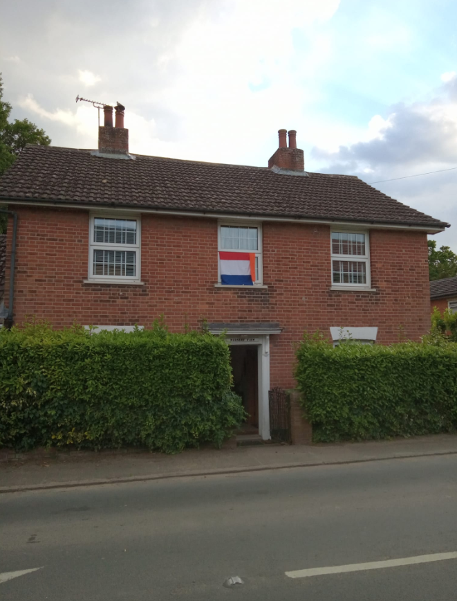 Flag outside window 