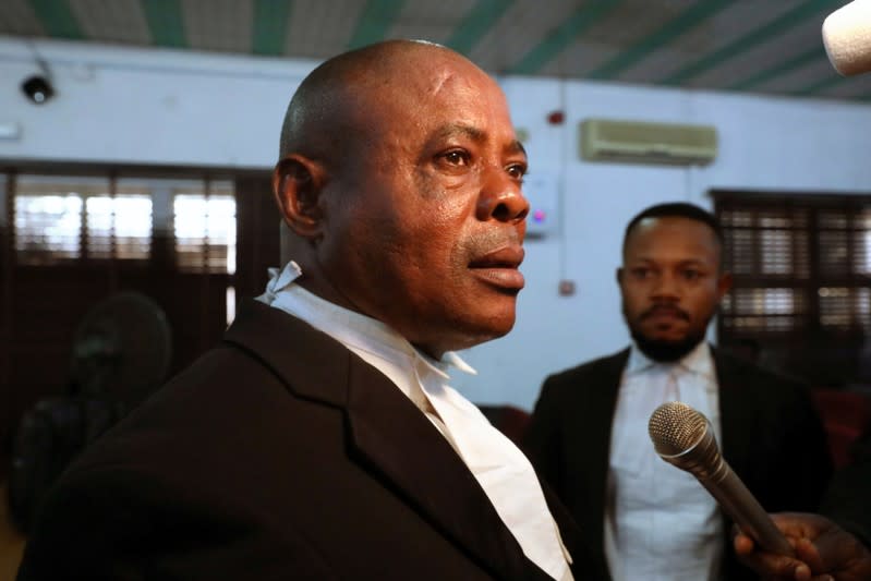 Barrister Eboseremen, Prosecuting lawyer for the homosexuality case, speaks with Reuters in an interview at the Federal High Court in Lagos