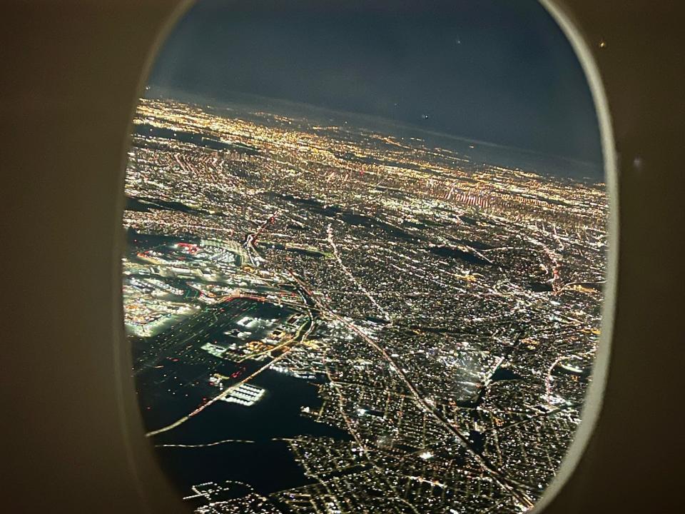 View out the window after takeoff from New York.