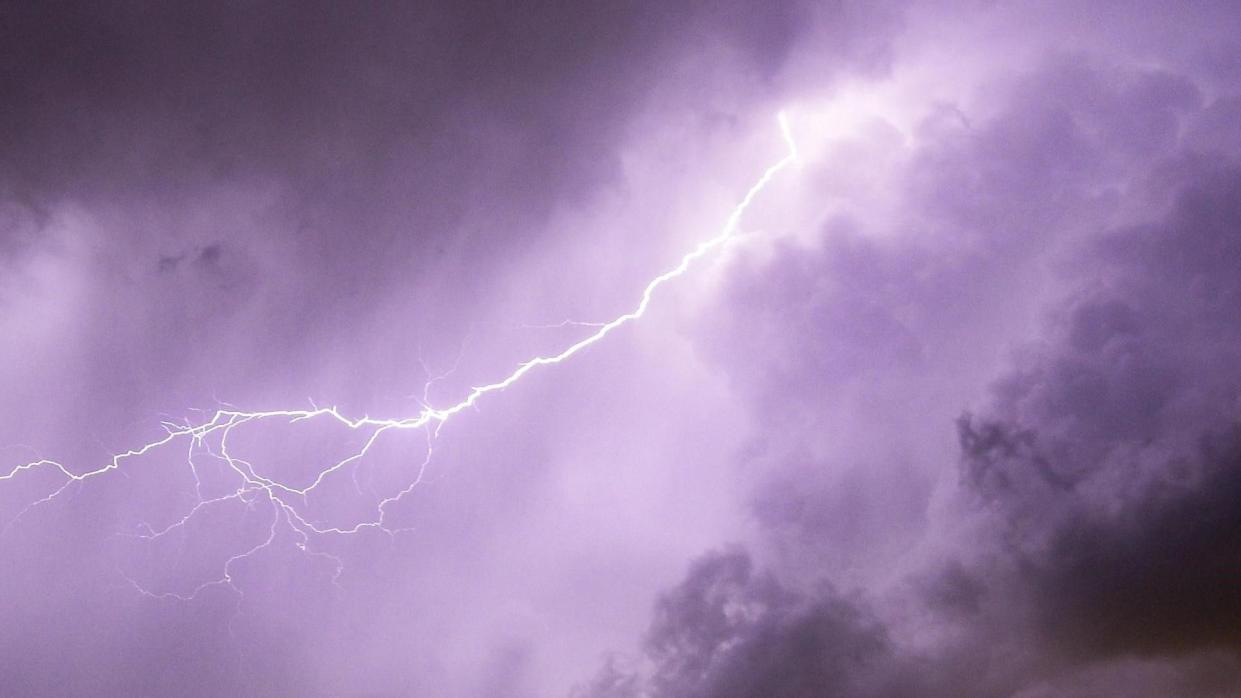 Lightning seen in the skies above Loose, Kent