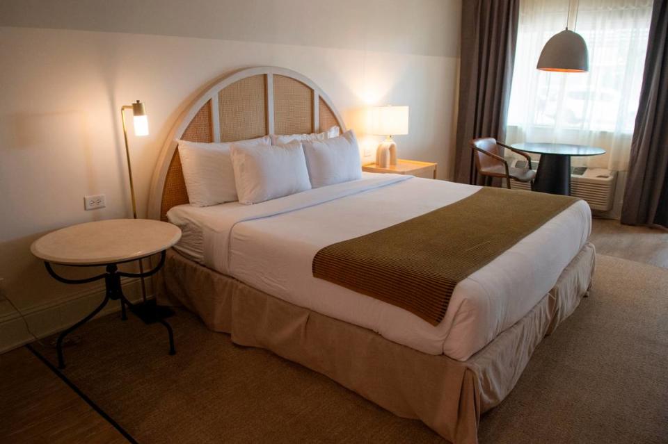 A room with a king bed at the newly renovated Gulf Hills Hotel and Resort in Ocean Springs on Thursday, Jan. 11, 2024.