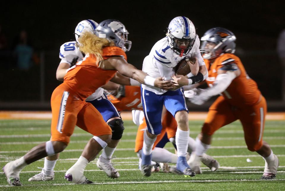 Pleasant Grove plays Skyridge in a 6A quarterfinal football game at Skyridge High School in Lehi on Friday, Nov. 3, 2023. Skyridge won 37-30 in overtime. | Kristin Murphy, Deseret News