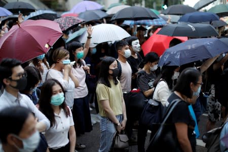 Anti-government protesters gather in Central Hong Kong