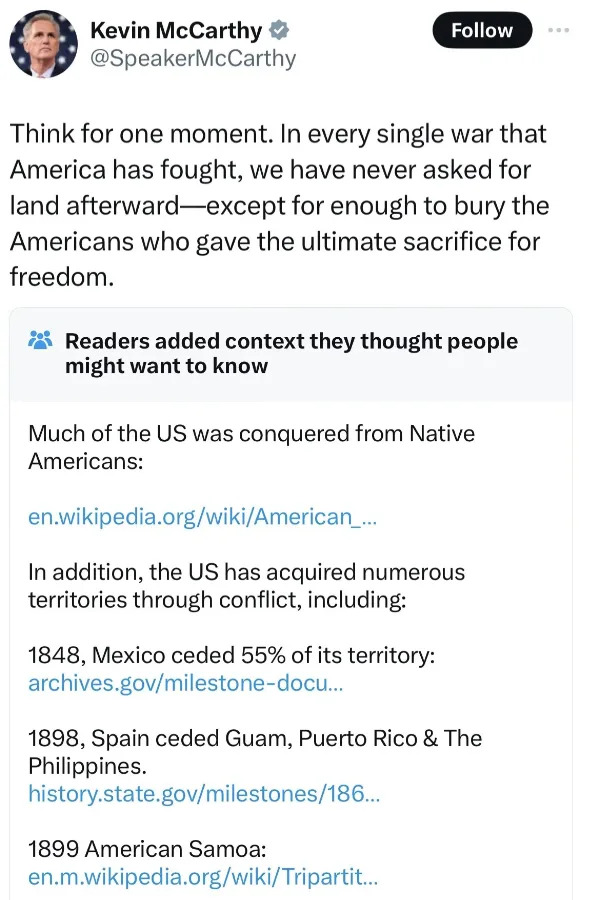 think for a moment, in every single war that america has fought, we have never asked for land afterward, except for land to bury americans who gave their ultimate sacrifice