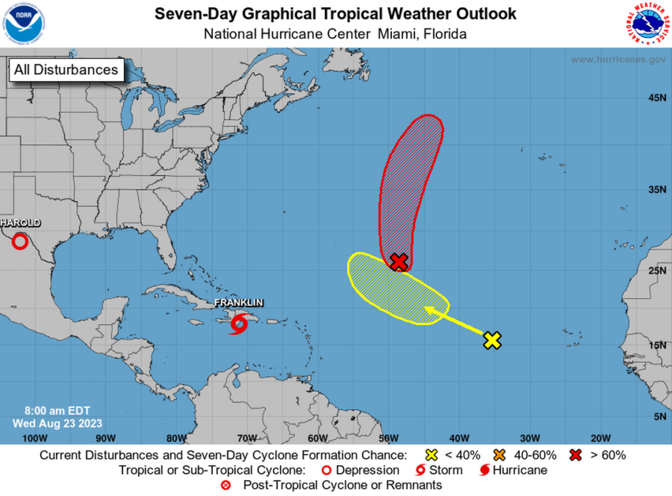 Tropical Storm Franklin is the main storm to watch in the Atlantic now.