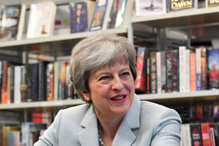 Britain's Prime Minister Theresa May visits the Featherstone High School in Southall in London, Britain, Febuary 19, 2018. REUTERS/Ben Stansall/Pool