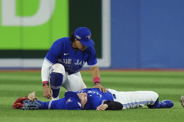 Blue Jays CF Springer carted off field after scary collision - The San  Diego Union-Tribune