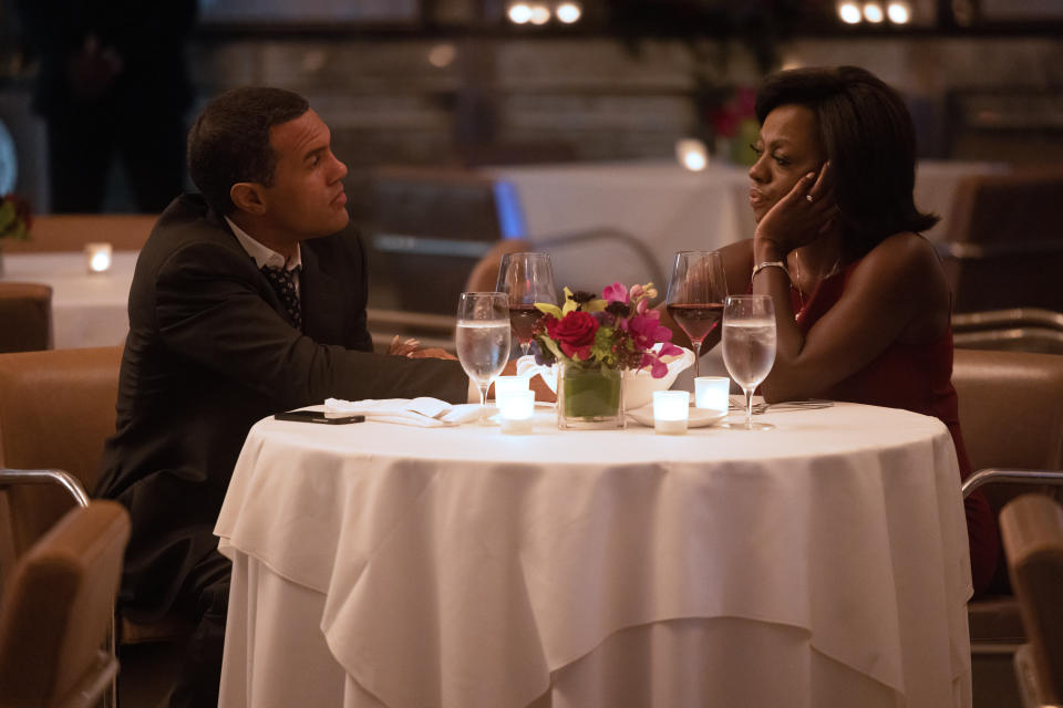 (L-R): O-T Fagbenle as Barack Obama and Viola Davis as Michelle Obama in The First Lady. (Jackson Lee Davis/SHOWTIME)