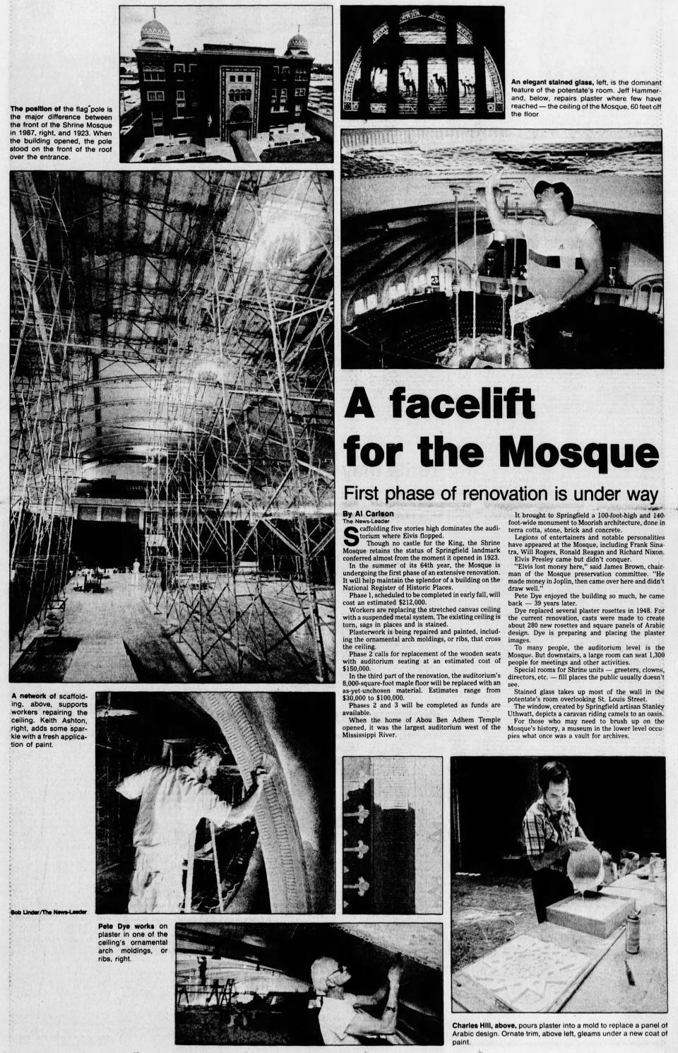 A story about renovations to the Abou Ben Adhem Shrine in The Springfield News-Leader on July 12, 1987.