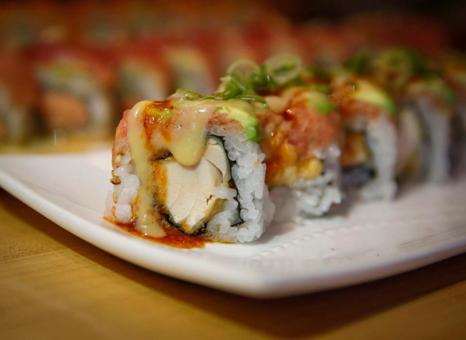 Asian Kung-Fu sushi roll at Miyabi 9 in Des Moines' East Village.
