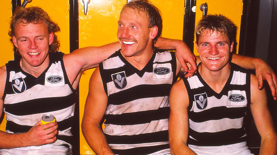 Gary Ablett Sr, pictured here after winning a VFL match in 1989.