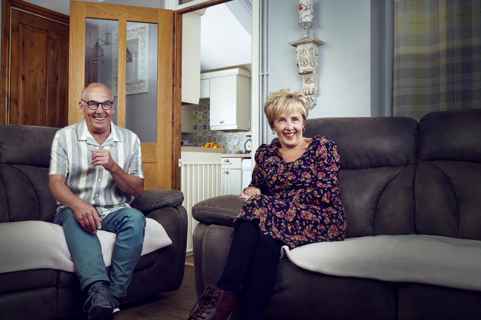 Pictured:  Dave and Shirley in Caerphilly - Gogglebox (Channel 4)