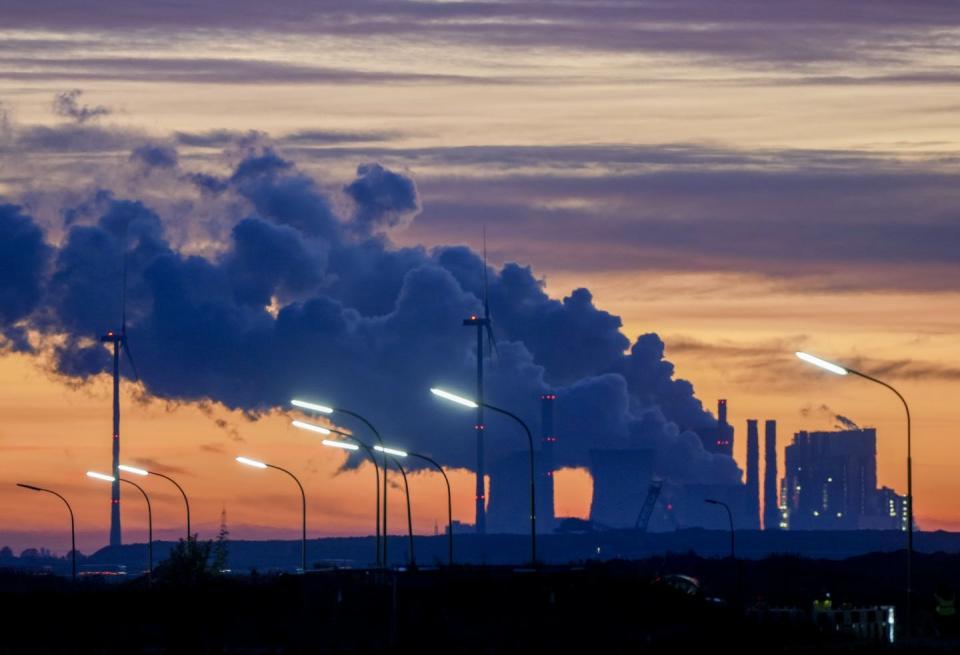 <span class="caption">Coal accounted for 10 billion tonnes of carbon dioxide emissions globally in 2018. Germany plans to close its coal-fired power stations, like this one in Luetzerath, by 2038.</span> <span class="attribution"><span class="source">(AP Photo/Michael Probst) </span></span>