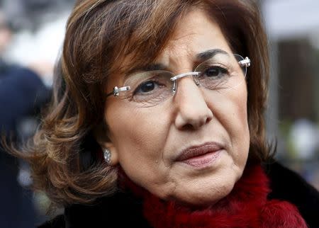 Bouthaina Shaaban, advisor to Syrian President Bashar al-Assad speaks to the media after a meeting at the Geneva Conference on Syria at the United Nations European headquarters in Geneva in this January 30, 2014 file photo. REUTERS/Denis Balibouse/Files