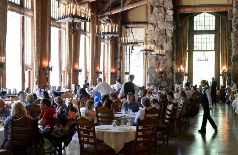 In this 2014 file photo, diners eat lunch in The Ahwahnee dining room in Yosemite National Park.