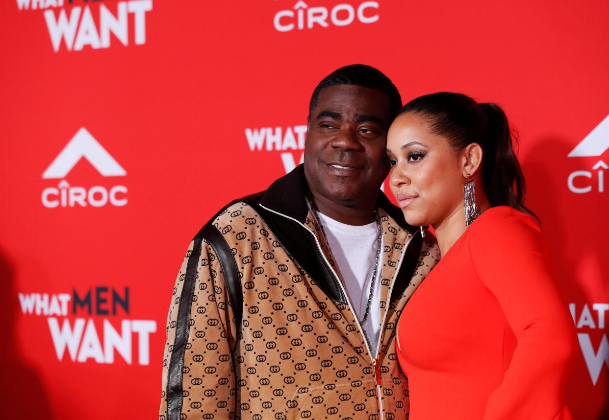 Tracy Morgan Megan Wollover at the premiere of What Men Want in Los Angeles on January 28, 2019. 