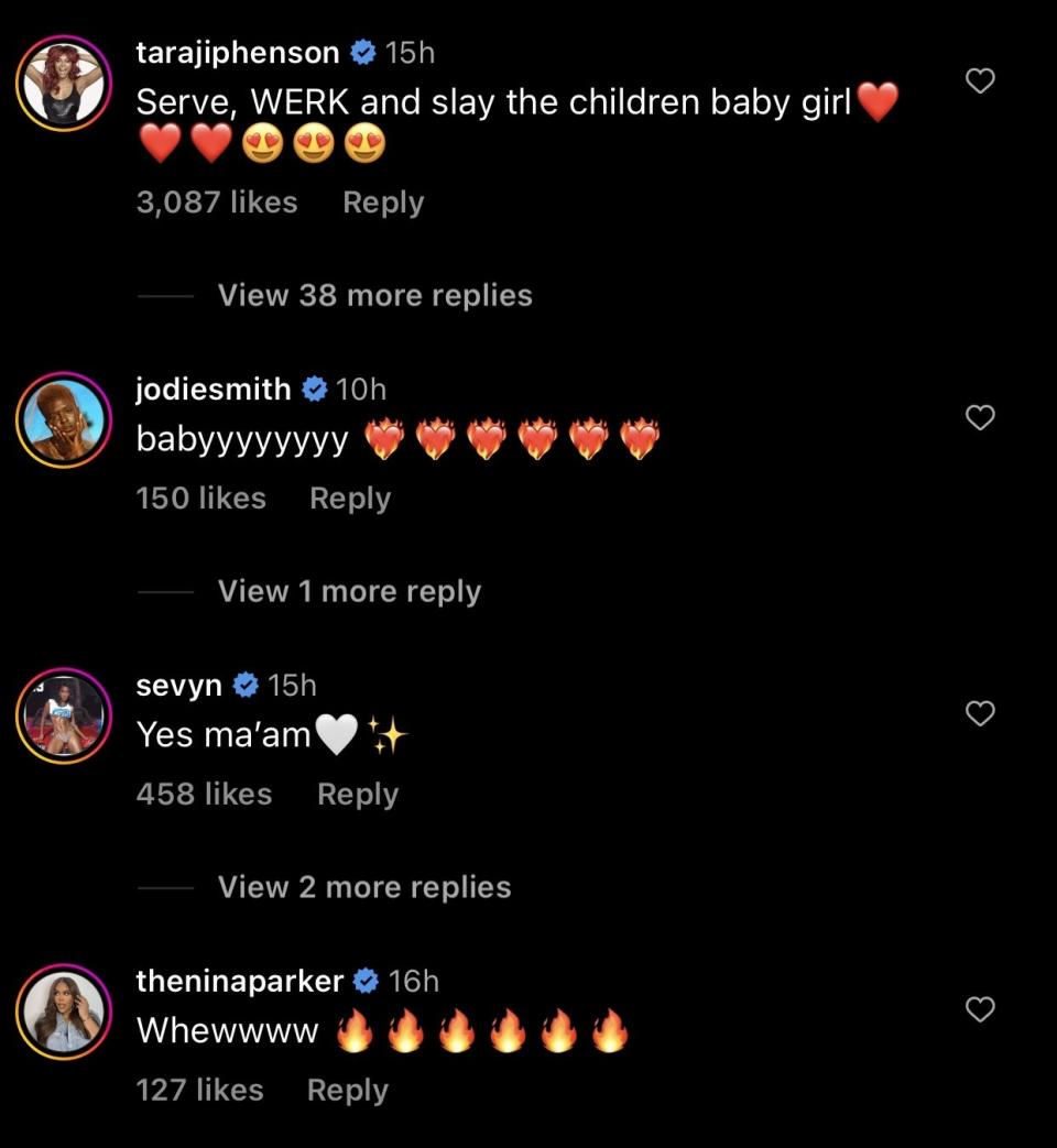 Screenshot of Instagram comments