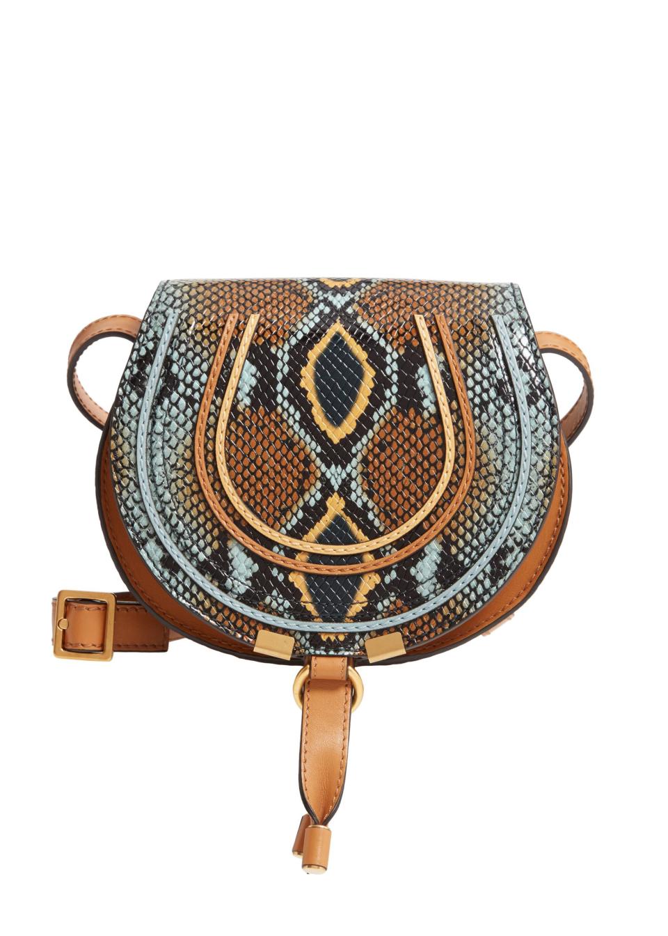 Chloé Small Marcie Python Print Leather Crossbody Bag