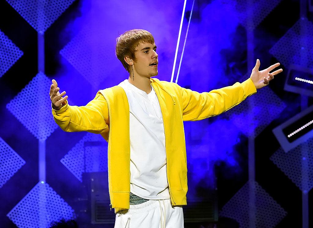 Confused: Justin Bieber forgot his lyrics: Getty Images North America