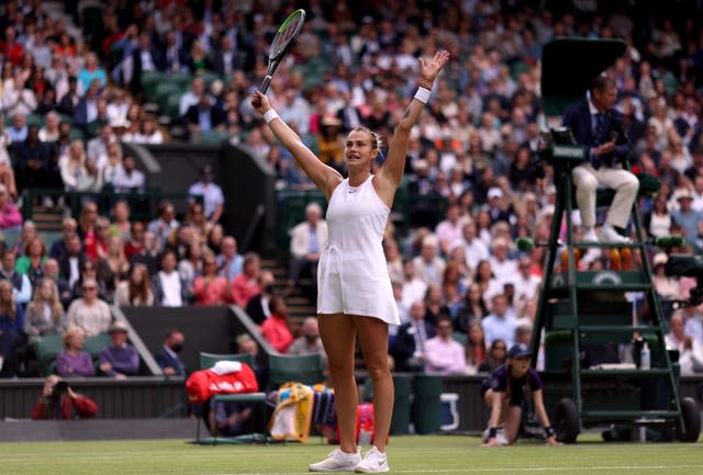 Aryna Sabalenka celebrates her victory