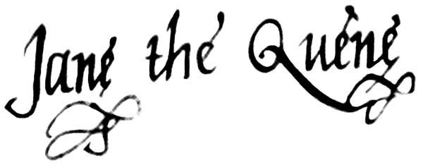 珍．葛雷（Lady Jane Grey）的簽名（取自Wikipedia/Public Domain）