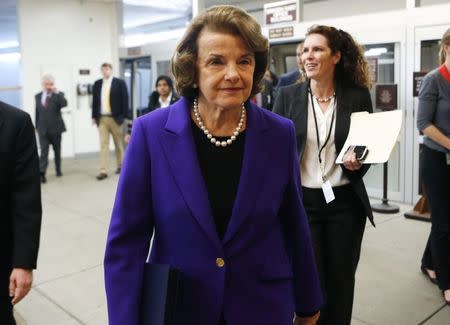 U.S. Senator Dianne Feinstein (D-CA) walks to the Senate floor on Capitol Hill in Washington December 9, 2014. REUTERS/Yuri Gripas