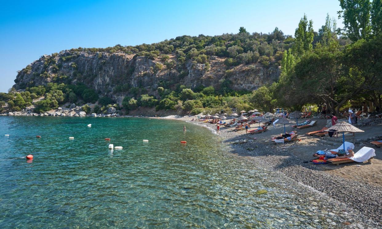 <span>Amos beach, near Turunç in Muğla province, Turkey: we tested exchange rates for £500-worth of Turkish lira using the Travel Money Max website.</span><span>Photograph: Photo.Zoommer.ru/Alamy</span>