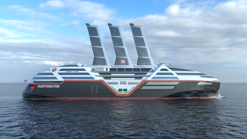 Concept art showing the design of Hurtigruten's zero-emission cruise ship<span class="copyright">Courtesy of Hurtigruten</span>