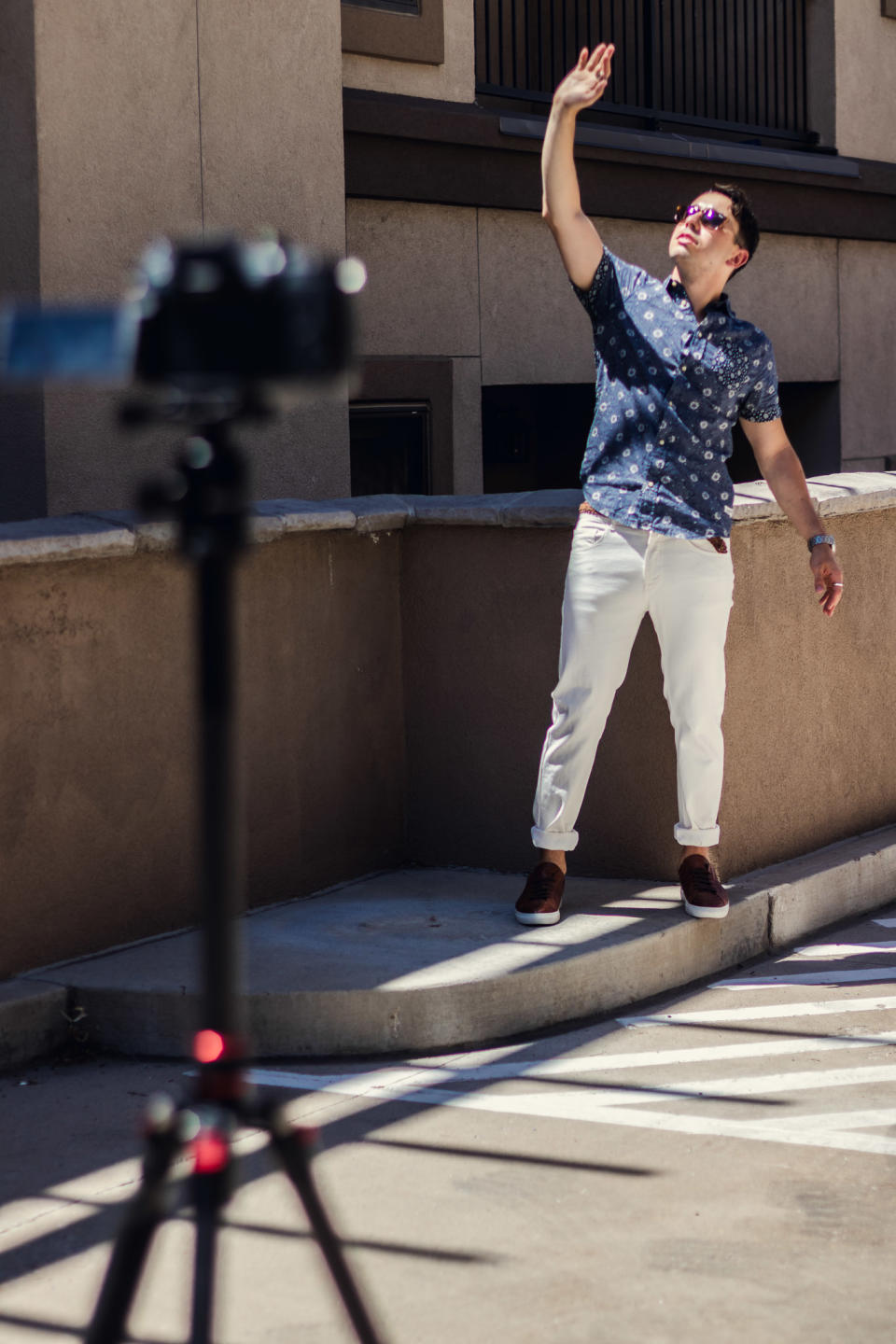 David posing using the Viciall 80" tripod