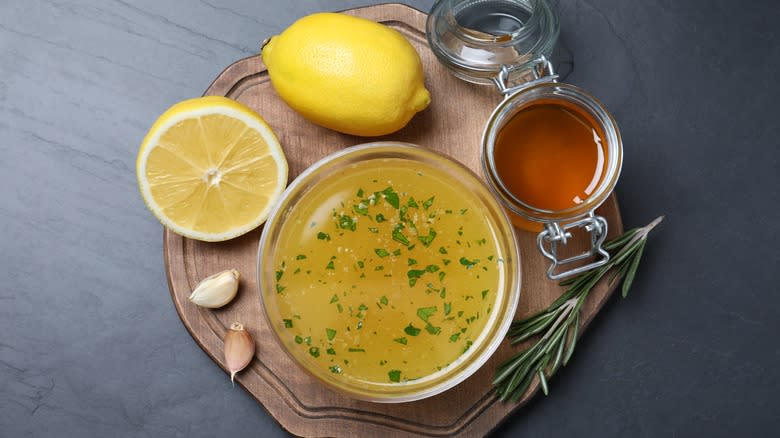 Lemon, honey, garlic, and rosemary