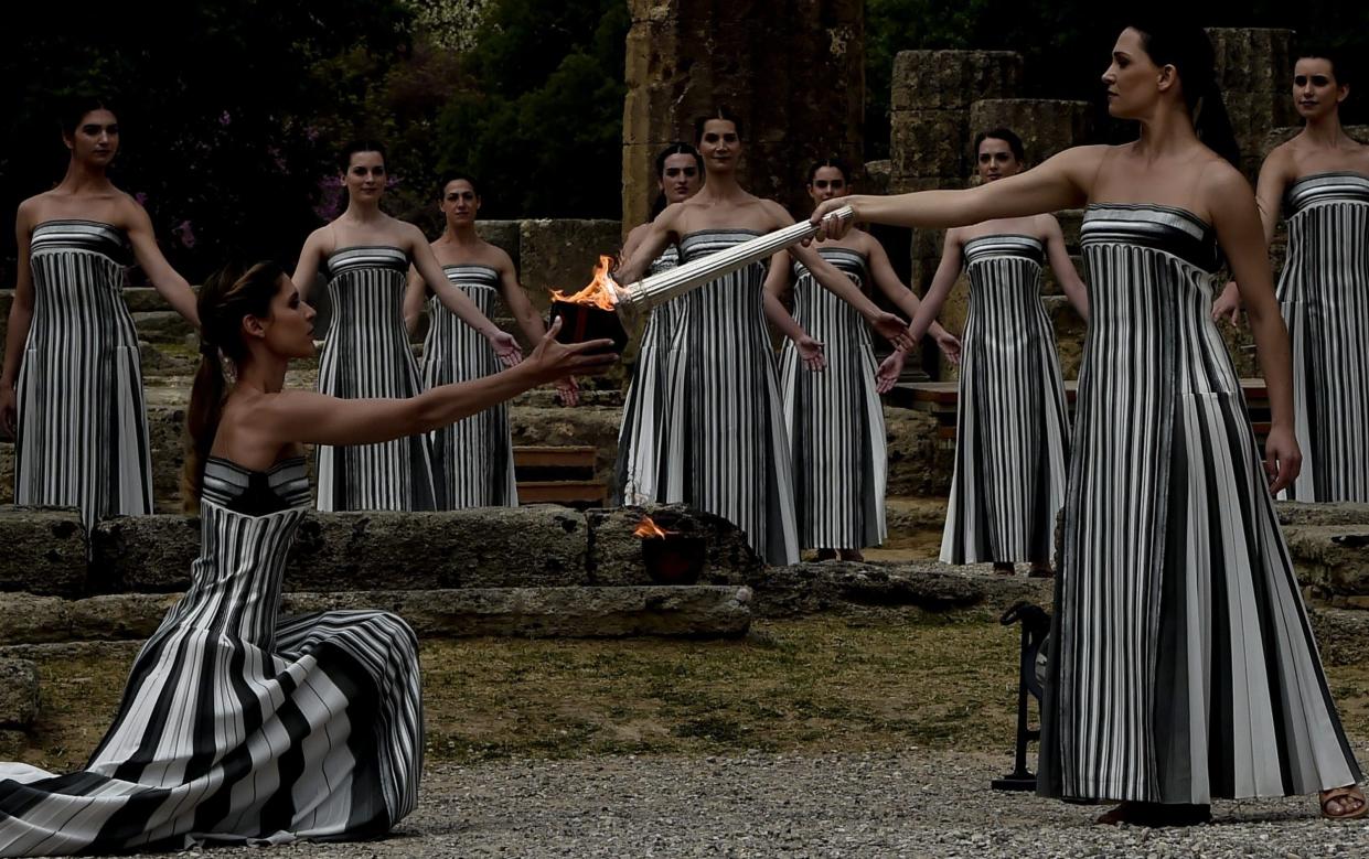 Flame lighting ceremony for the Paris 2024 Summer Olympics, Greece